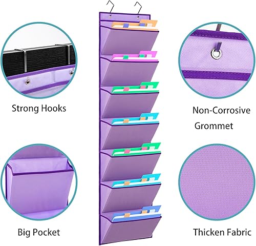 Miniatura 3 de ANIZER Soporte para archivos montado en la pared, organizador de correo para colgar sobre la puerta, bolsa de almacenamiento de documentos para