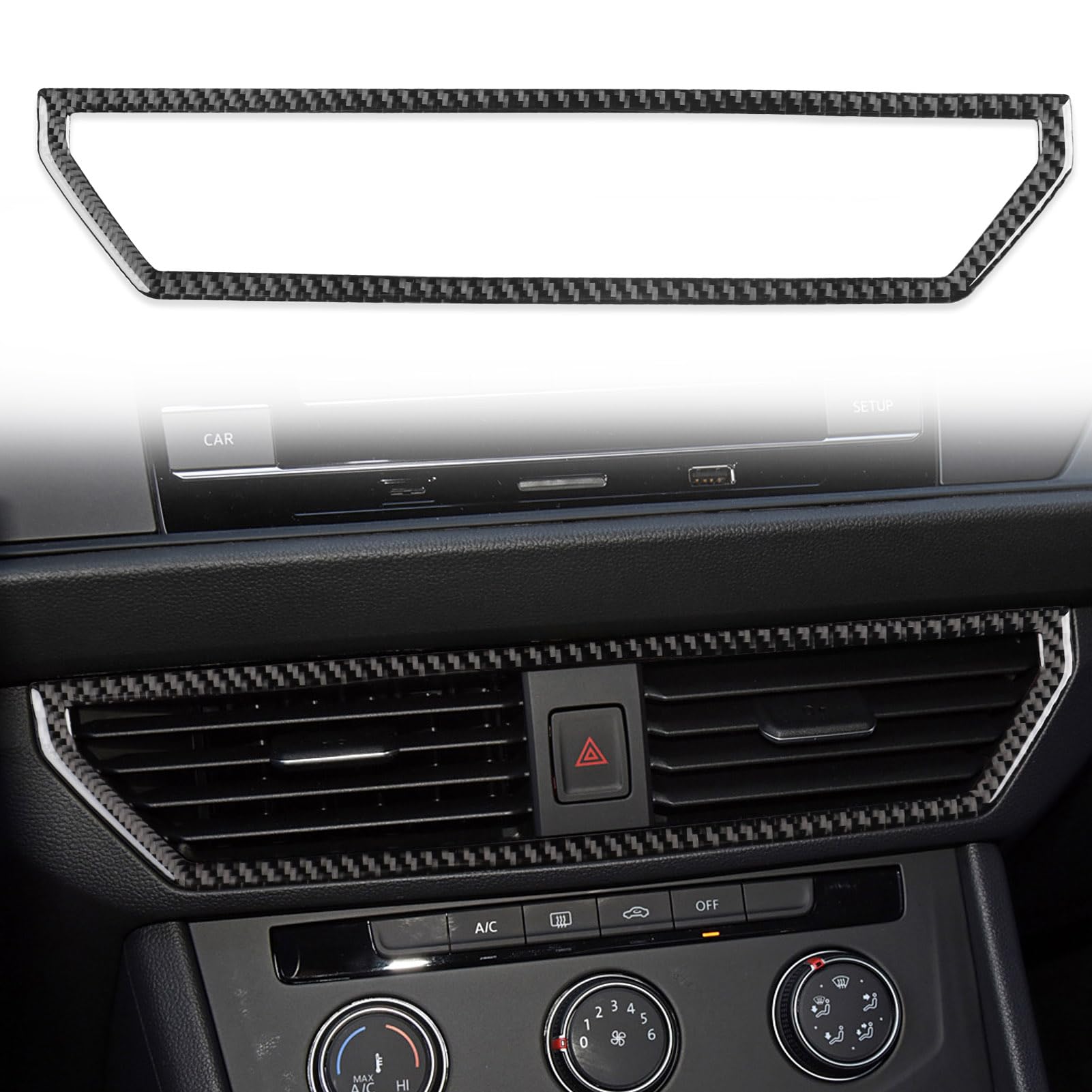 Real Carbon Fiber Decals Interior Central Console Air Outlet Vent Car Trim Sticker Compatible with VW Volkswagen Jetta MK7 2019 2020 2021 2022 2023