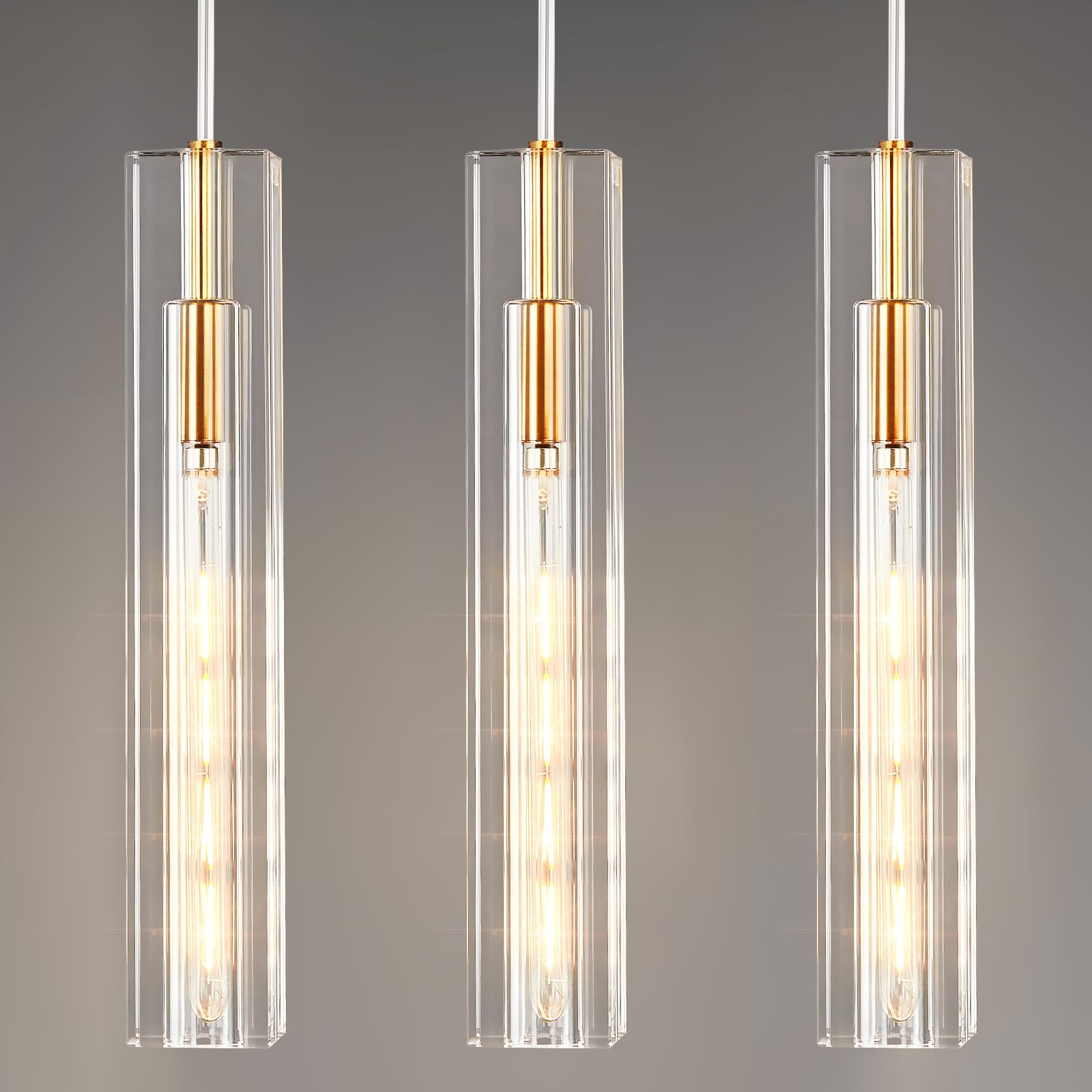 Photo 1 of FDPBY Modern Crystal Pendant Light - Gold (3 Pack)