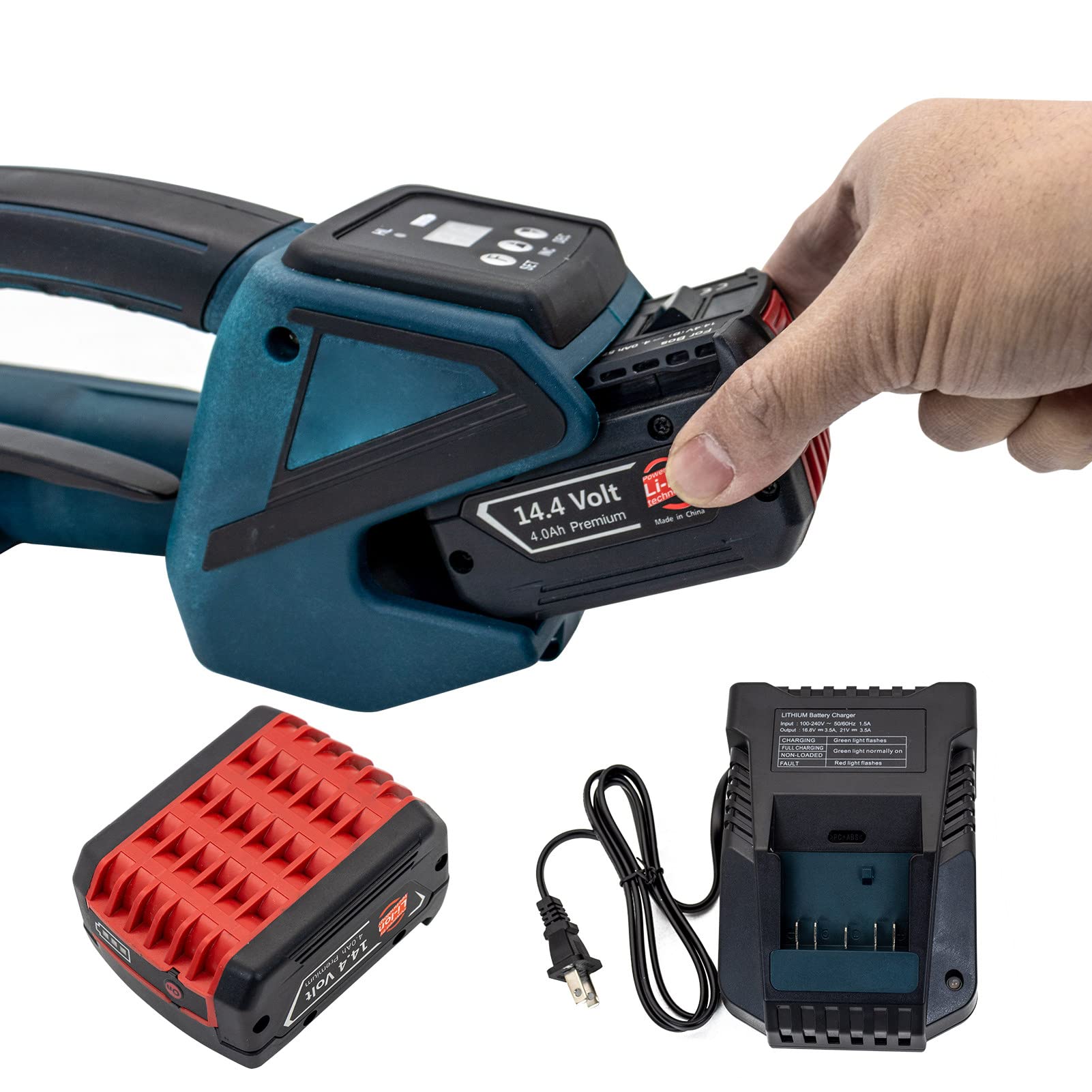 Cercleuse électrique portative avec 2 Batteries de 4,0 A, Largeur de Bande de 13 à 16 mm d'épaisseur, pour emballages en Bois, Produits Chimiques et métalliques