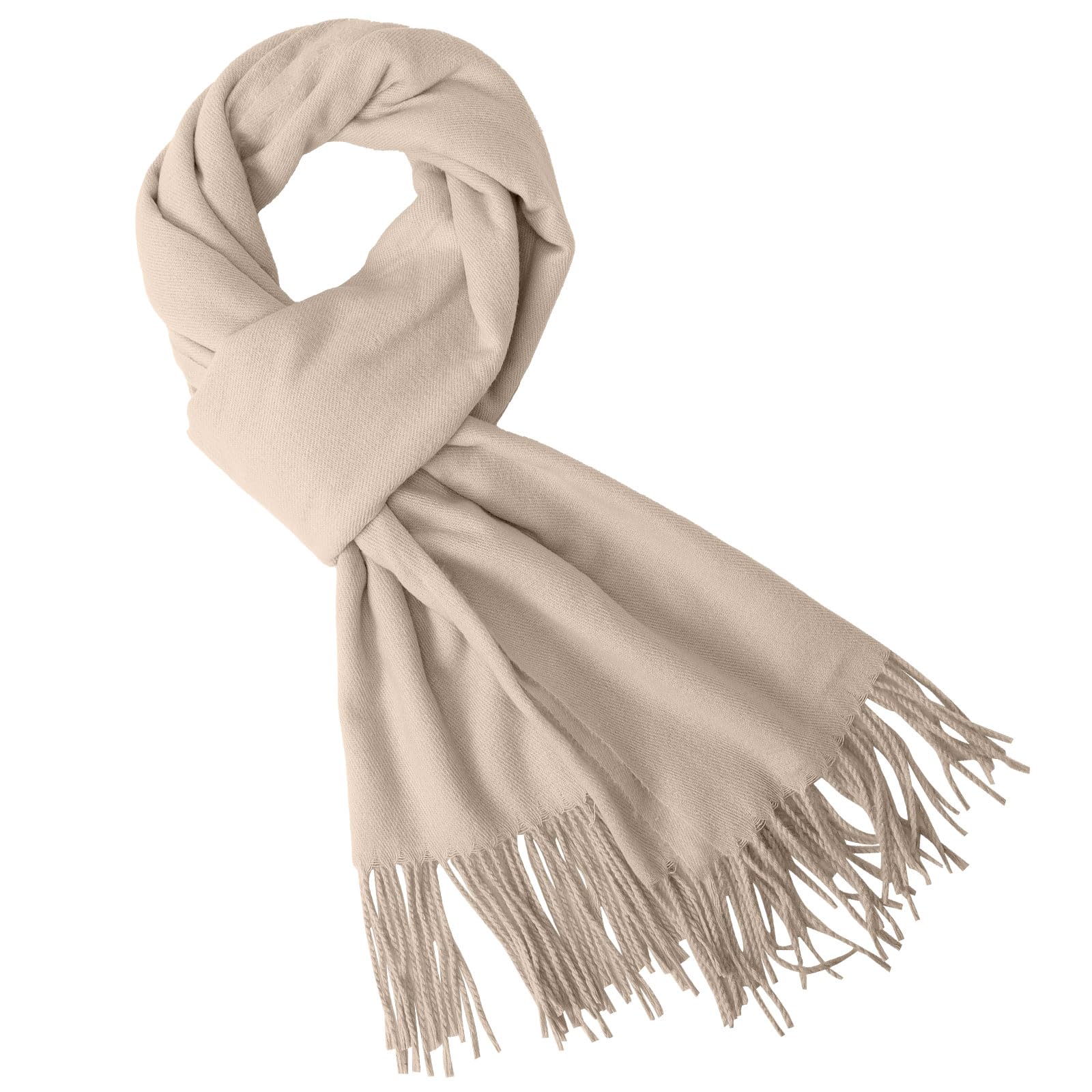 Fjquamitix Women's Beige Cashmere Scrarf, Scarves Pashmina Shawls And Wraps Winter Large Soft Warm Scarf Blanket With Tassel Gifts For Her (Beige)