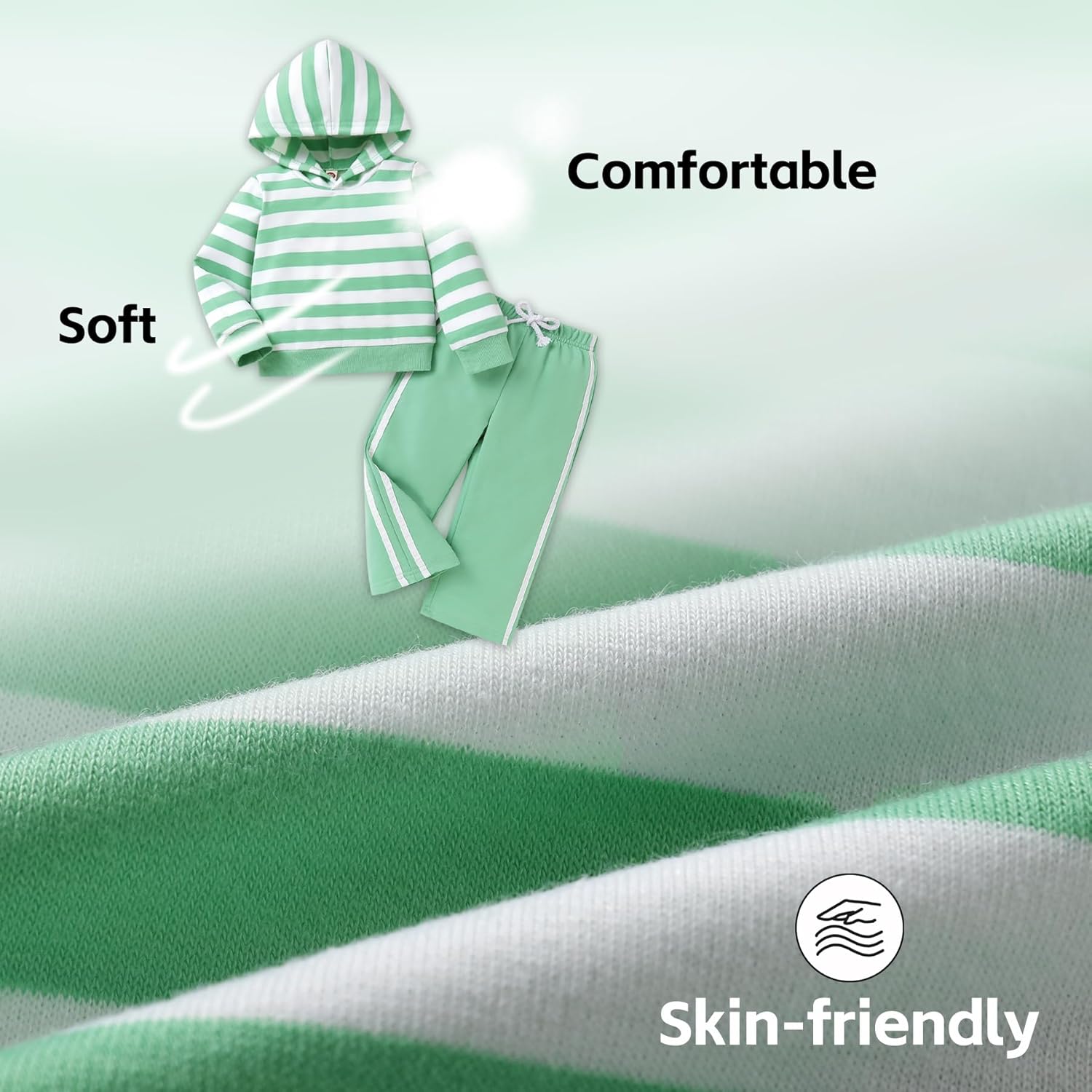 Happy Town Toddler Baby Boy Girl Clothes Long Sleeves Hoodie Striped Tops Jogger Sweatpants Fall Outfit Sets 2 Pcs - Image 5