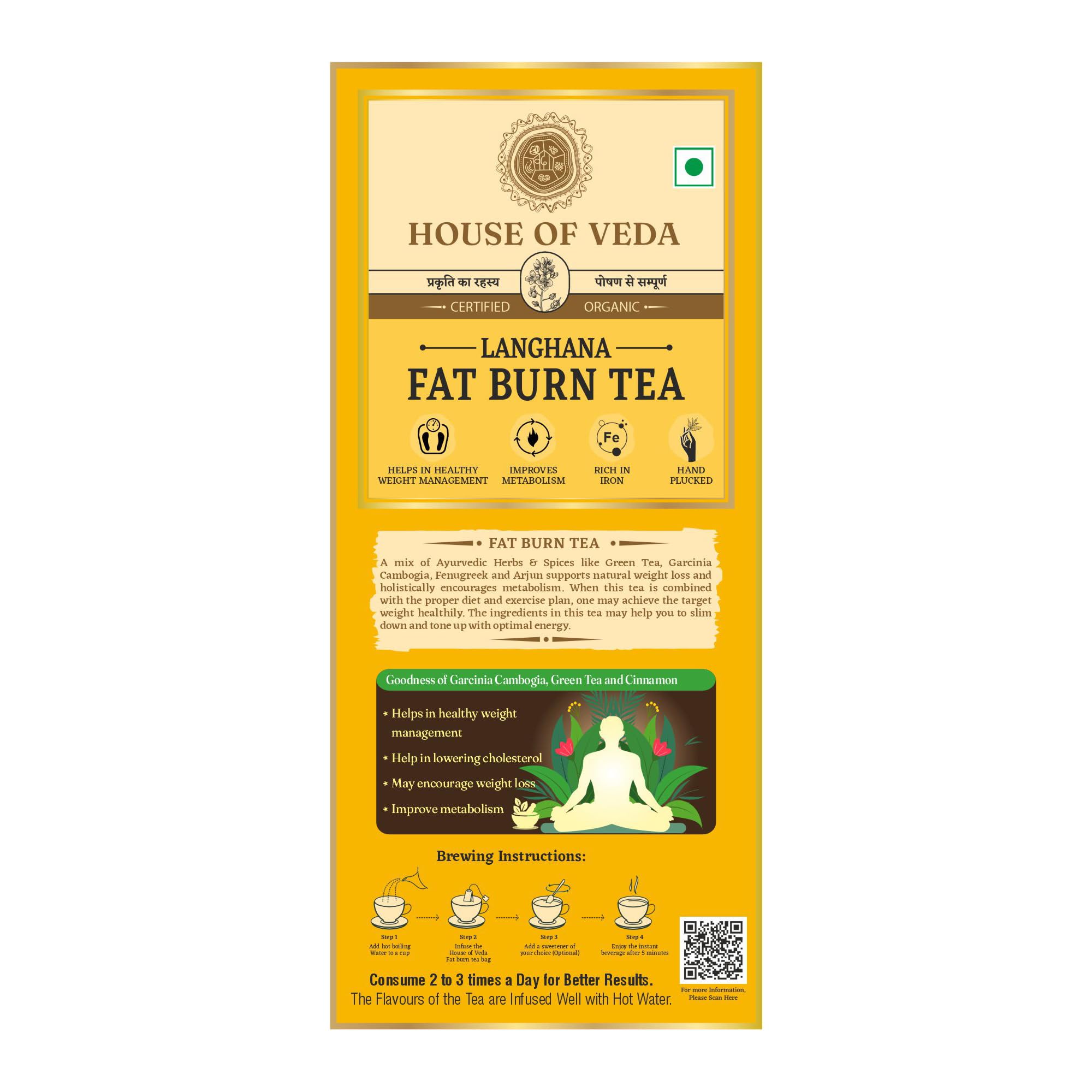 House of Veda Fat Burn Tea - 25 Herbal Tea Bags | Ayurvedic Herbal Blend for Natural Weight Management & Metabolism Boost | Includes Garcinia Cambogia, Fenugreek, Turmeric, Cinnamon - Image 3 thumbnail