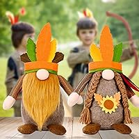 Vista 2 de LUOZZY 2 piezas de muñeca india sin rostro encantador gnomo Rudolph escritorio salvaje hombre muñeca para decoración de fiesta de Acción de Gracias