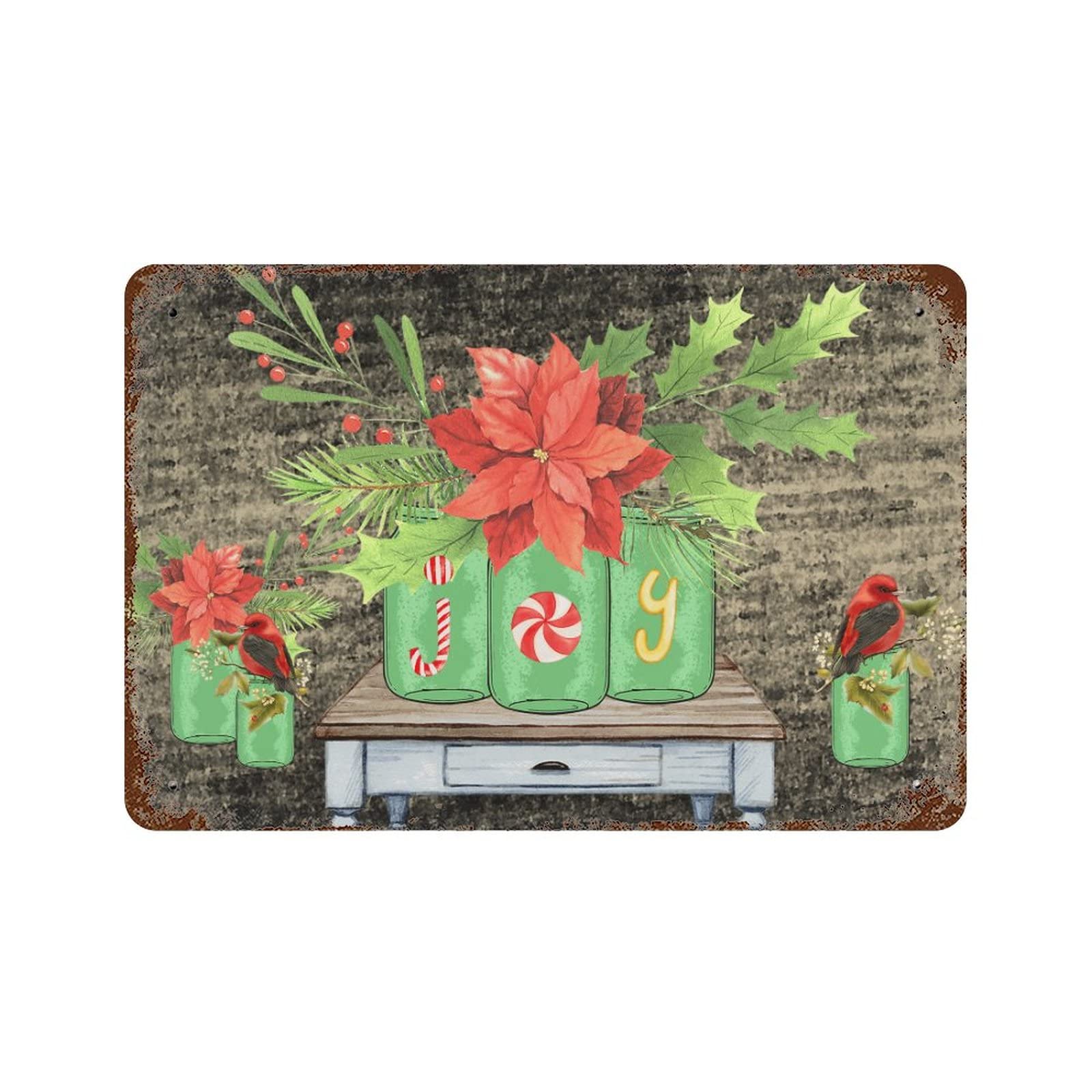 Panneau en étain fleur de Noël en métal durable pour une décoration durable