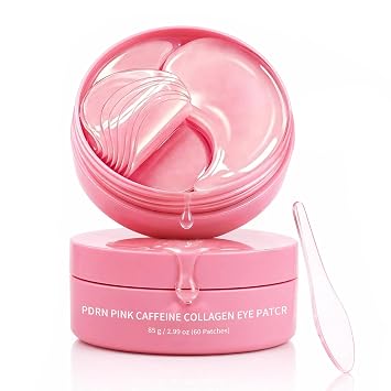 PDRN Eye Patches, Caffeine Collagen Under Eye Patches Niacinamide Peptides Anti Puffy Eyes Dark Circles Wrinkle Smile Line, Cooling Firming Gel Eye Masks Travel Essentials for Women Self Care, 60PCS