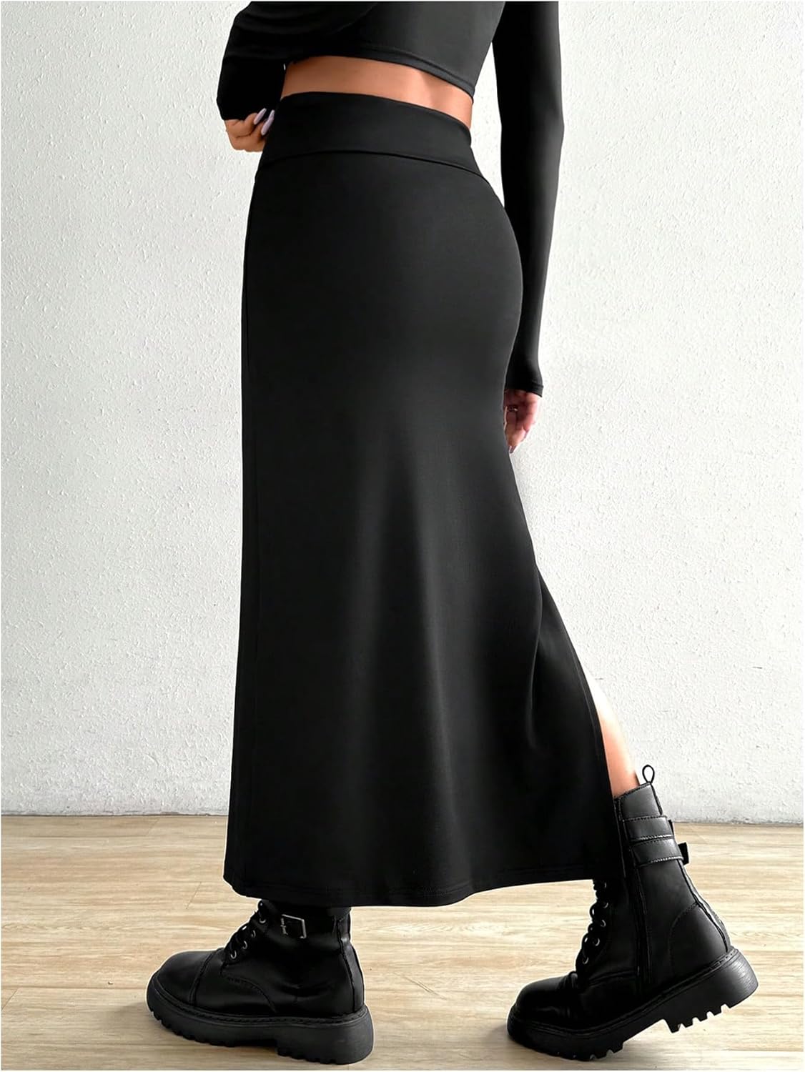 SOLY HUX Women's High Waisted Split Hem Skirt Bodycon Casual Long Skirts - Image 2