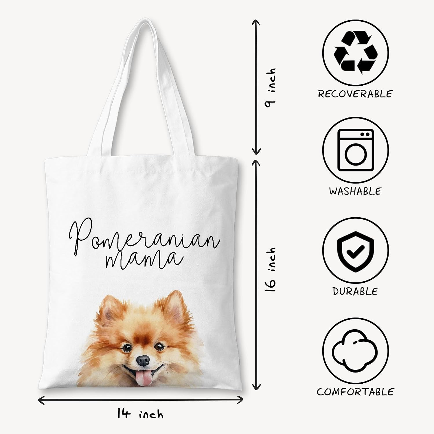 Dog Mama Canvas Tote Bag for Women, Dogs Lover Gift for Dog Mom, Birthday Christmas Cute Rottweiler Gifts For Women.