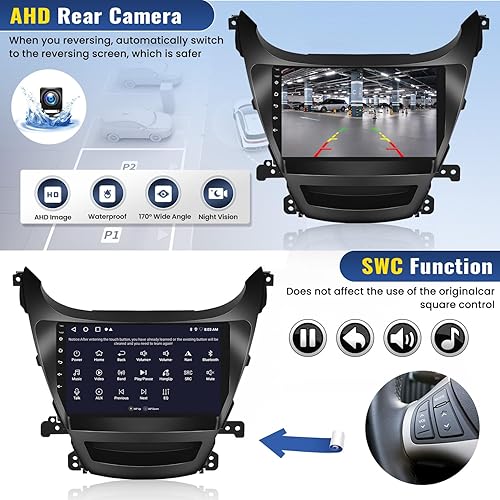 Miniatura 7 de CAMECHO Estéreo de coche Android 13 para radio Hyundai Elantra 2014-2016, enlace inalámbrico Carplay Android Auto Mirror Link, pantalla táctil de 9