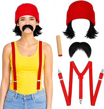 Halloween Comedian Costume Set Halloween Couple Character Costume Kit for Men Women Party Dress Up