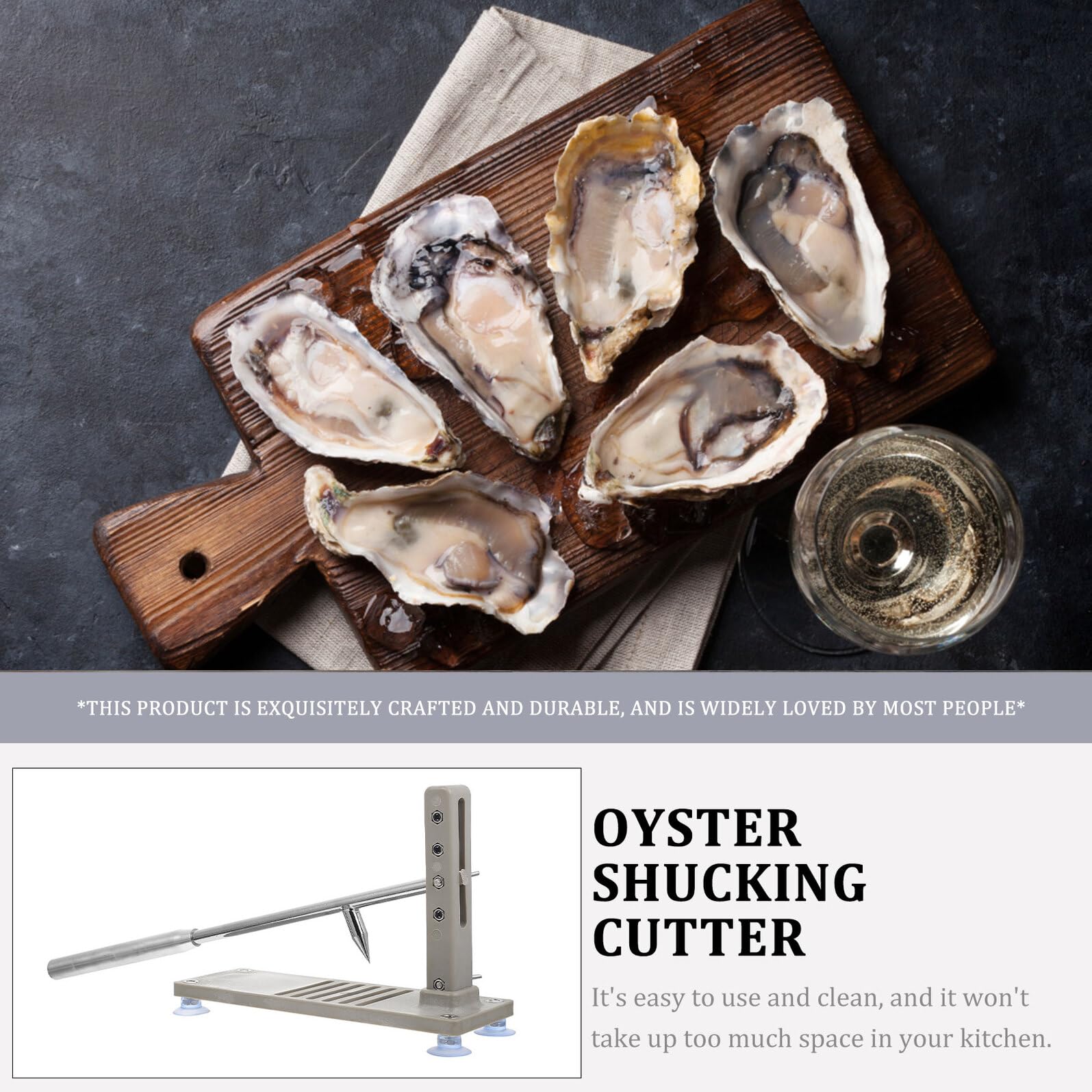 BESPORTBLE Ouvre-huîtres pour Ouvrir Coquilles de Palourdes et Coquillages Réglable à 4 Niveaux en Fer et PP Outil Réutilisable la Cuisine et Restaurants