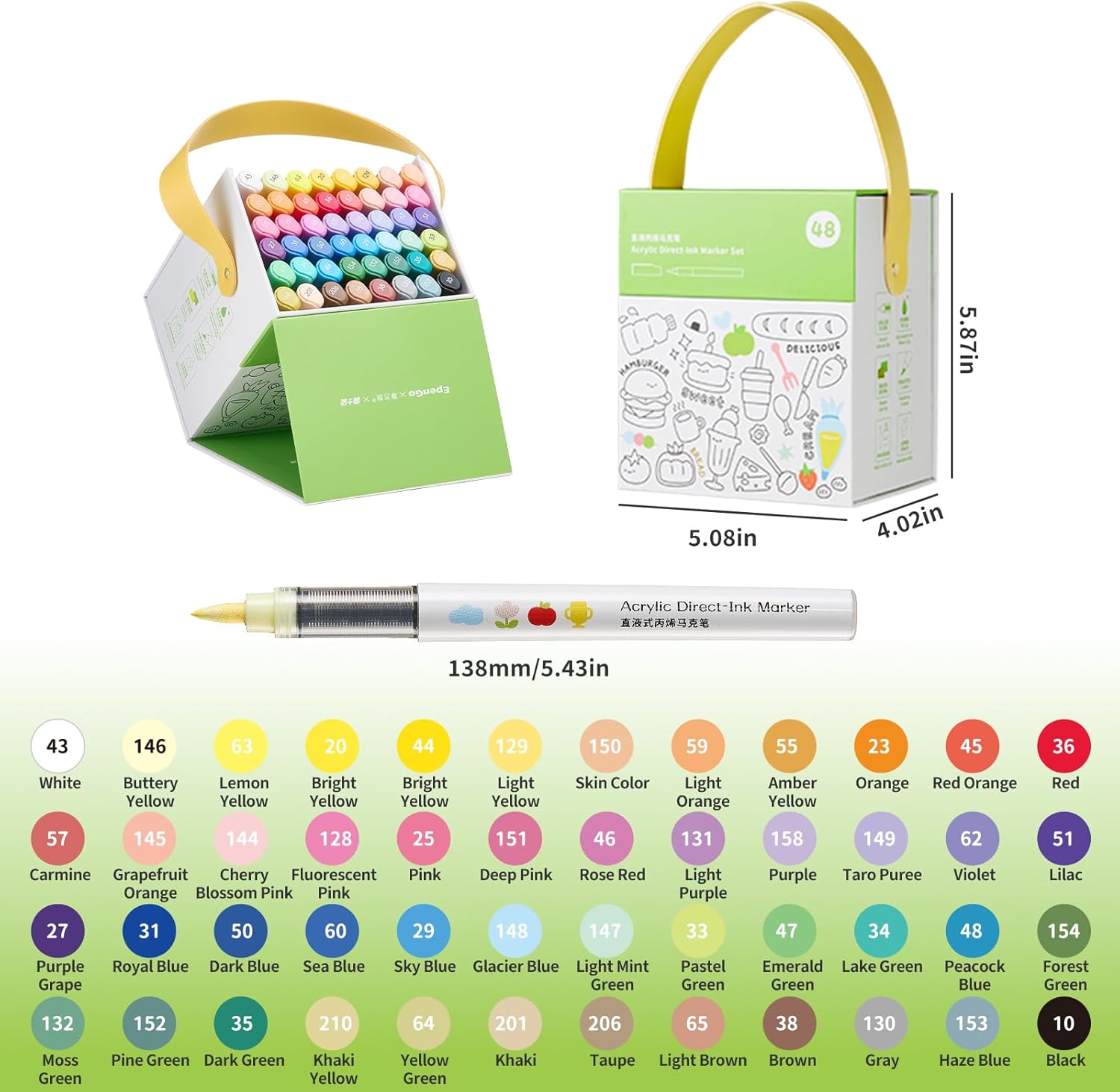 Acrylic Paint Markers Set | Professional Art Marker & Paint Pens - Markers for School & Coloring | 60 Colors for Rock/Glass/Wood/Paper/Ceramic DIY Crafts​ (48-color set)