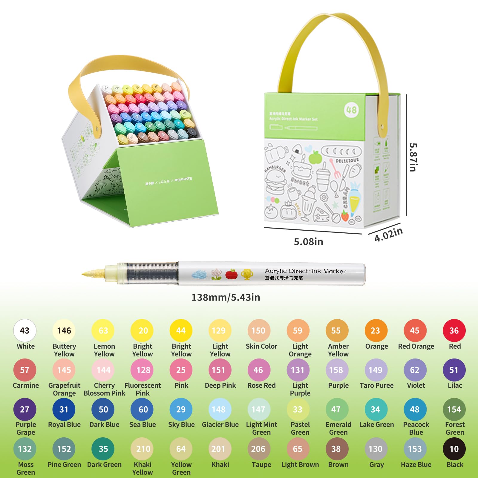 Condition photo showing New/Like New for Acrylic Paint Markers Set | Professional Art Marker & Paint Pens - Markers for School & Coloring | 60 Colors for Rock/Glass/Wood/Paper/Ceramic DIY Crafts? (48-color set)