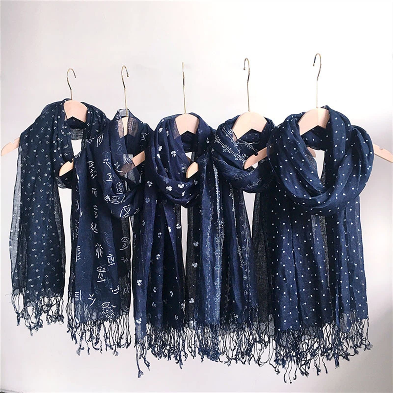 Amazon.com: XMSM Women Navy Blue Printed Infinity Scarf Fashion