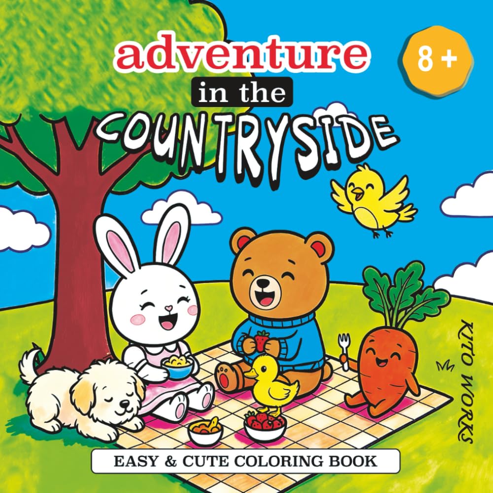 adventure in the countryside: easy & cute coloring book