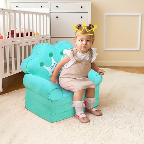 Miniatura 2 de MOONBEEKI Sofá cama plegable para niños, silla plegable de princesa para niños de 1 a 3 años, sofá cama para niños, silla tumbona plegable para