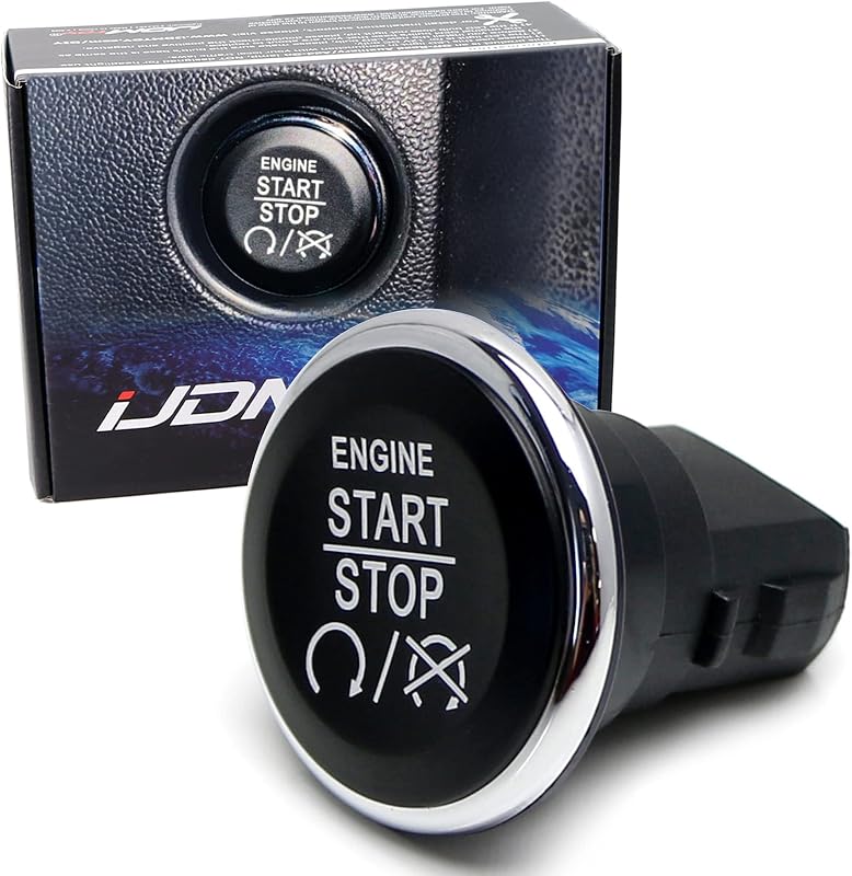 Botão de partida do motor iJDMTOY preto para Dodge, Jeep e Chrysler – 1 unidade