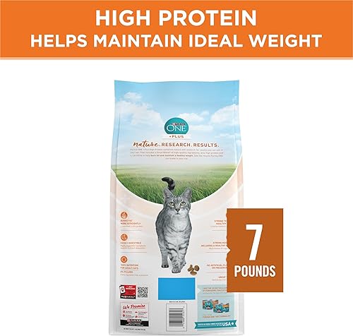 Miniatura 8 de Purina ONE Alto en Proteína, Fórmula Saludable Plus Ideal con Pollo, Alimento Seco para Gatos, Fórmula de Control - Bolsa de 7 lb