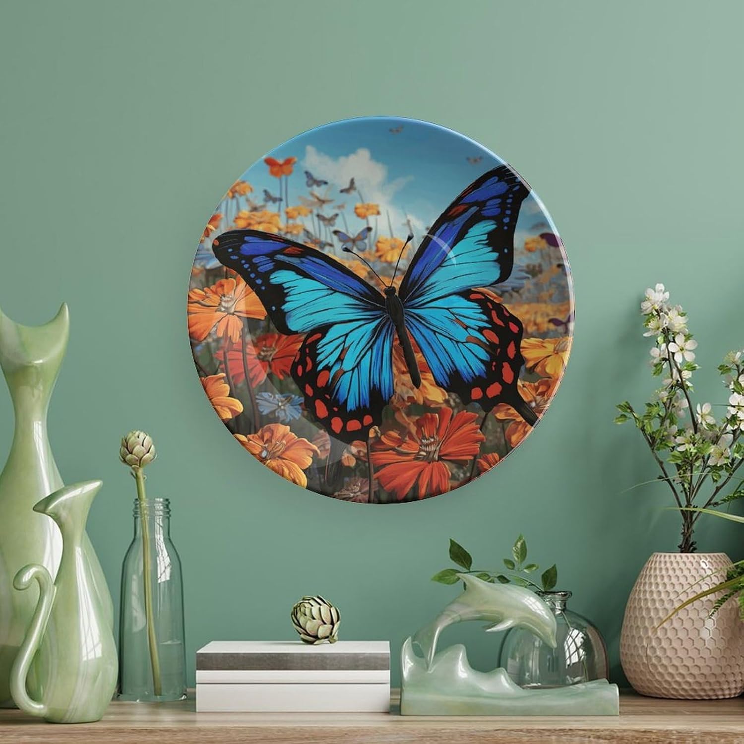 Big Butterfly Bone China Decorative Plate with Stand 6inch image 5