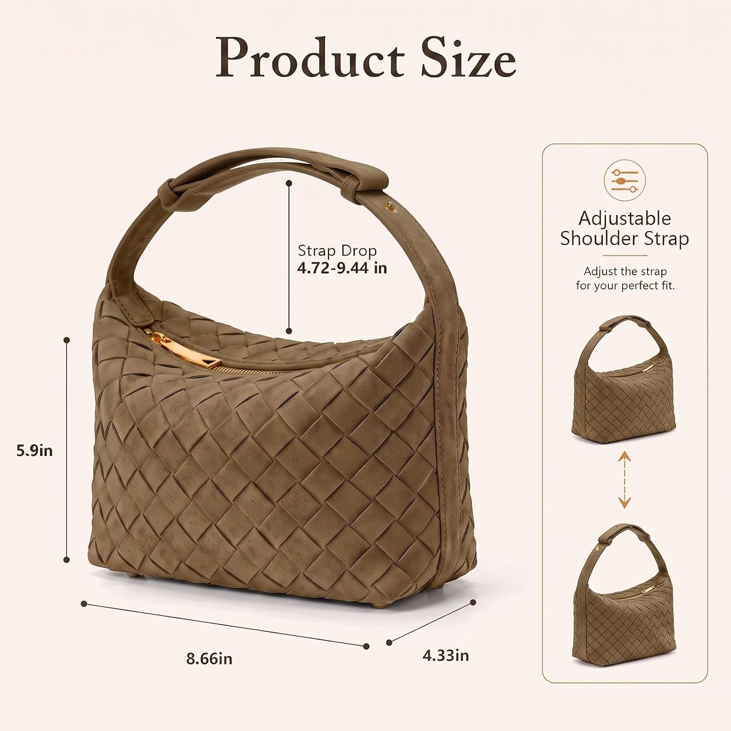 Woven Suede Shoulder Bag,Vegan Leather Hobo Handbag for Women