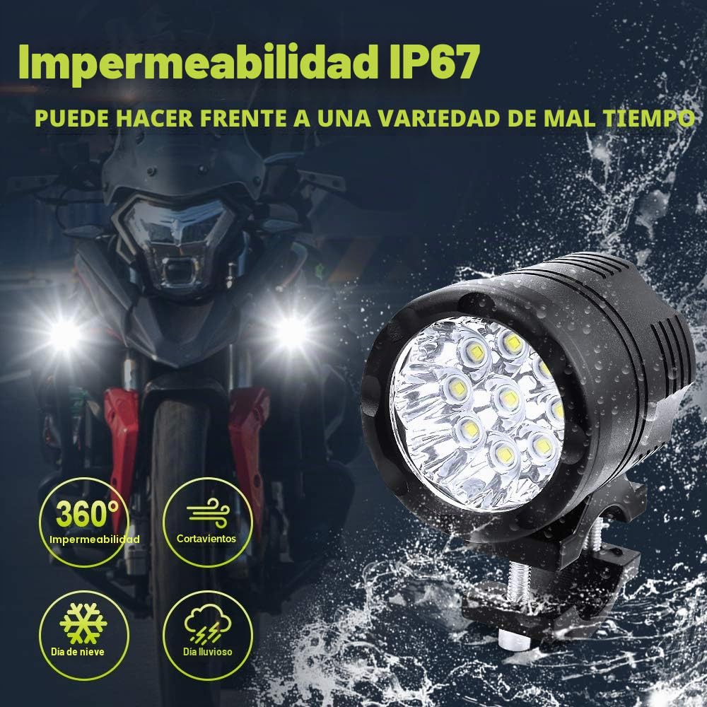 Biqing 2PCS Faros Auxiliares para Moto Focos Delanteros Con Interruptor Impermeable,12V 24V Motocicleta Luces Antiniebla Delanteras Adicionales para Motocicletas Bicicletas Coches Camiones