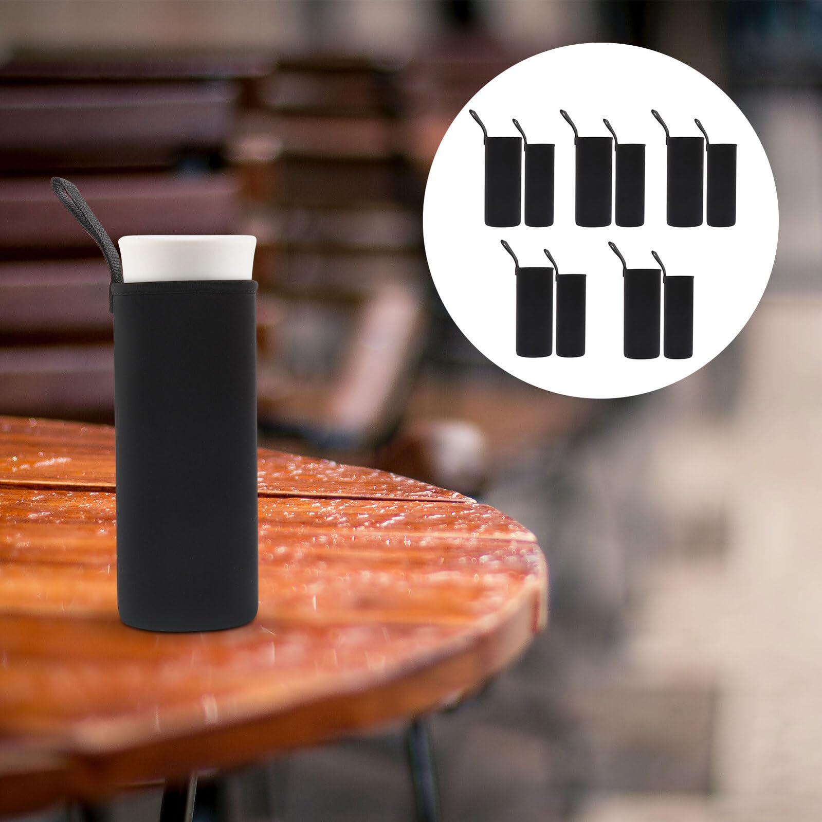 Funda Térmica para Botella de Silicona Gruesa, Protectora Antideslizante para Vaso de Vidrio 550ml y 1000ml, 10 Piezas, Adecuado para Deportes y Actividades al Aire Libre