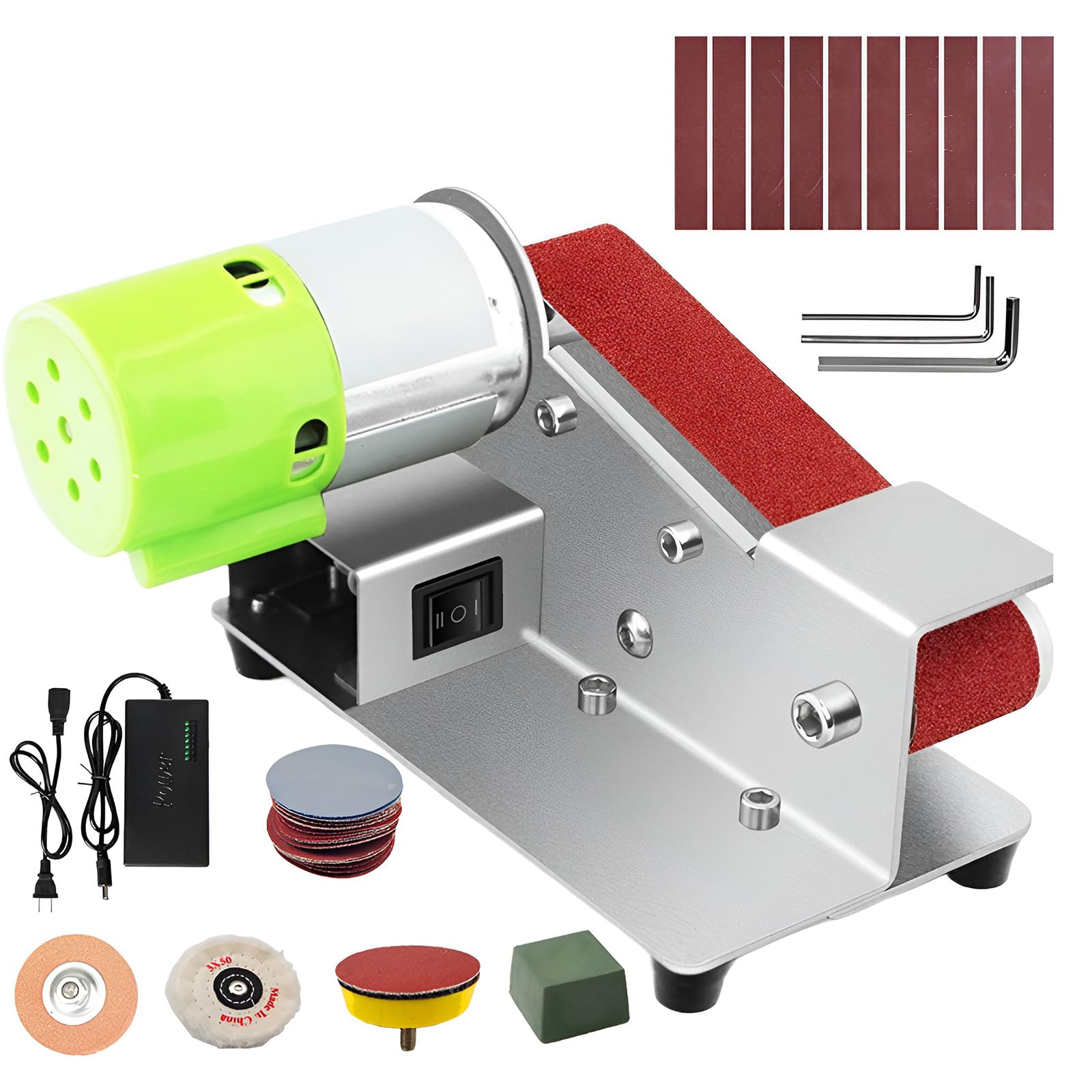 Ponceuse à bande électrique portable avec 7 vitesses réglables pour polir le métal et verre