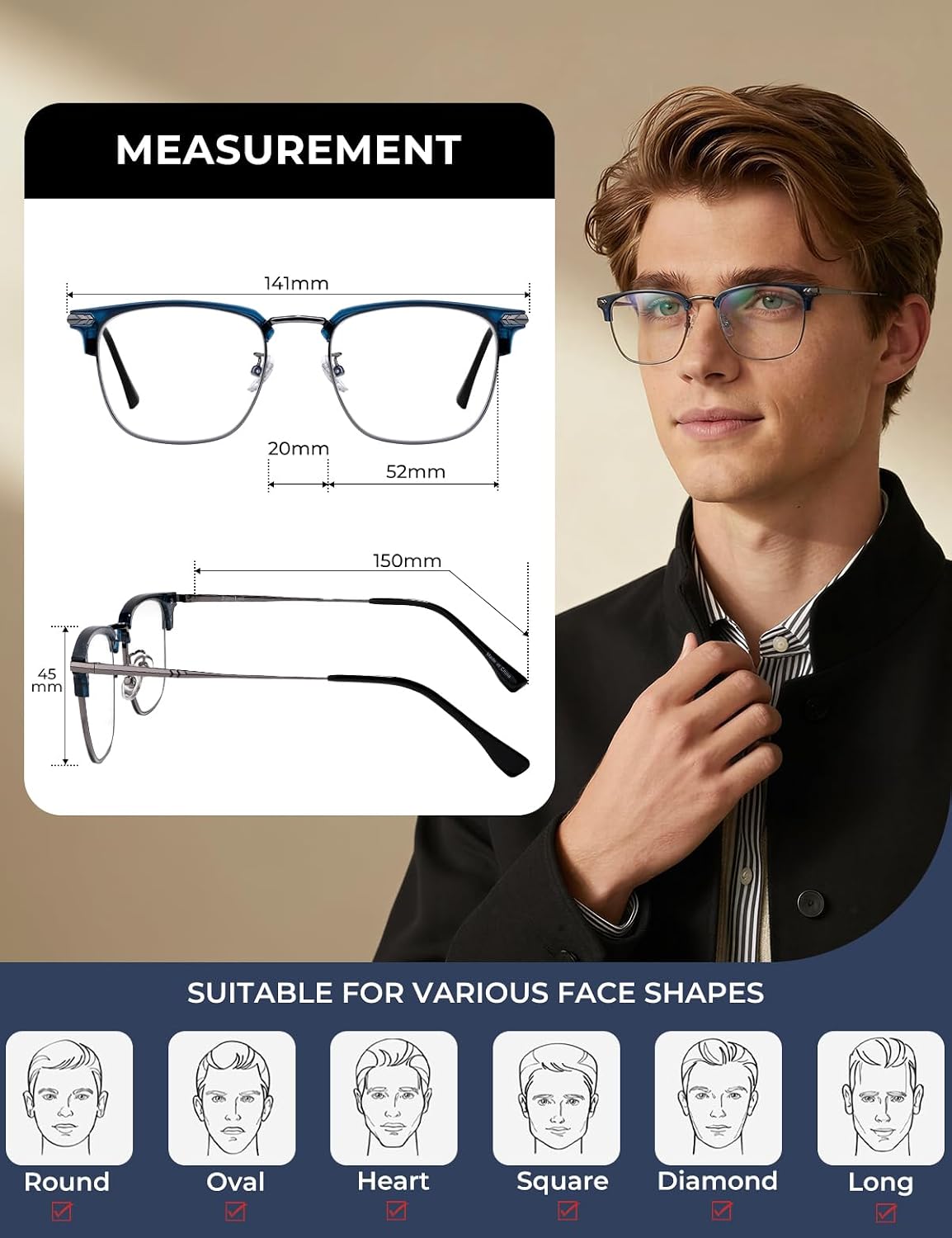 ZanyLen Blue Light Blocking Glasses Men Computer Gaming Glasses For Mens image 4