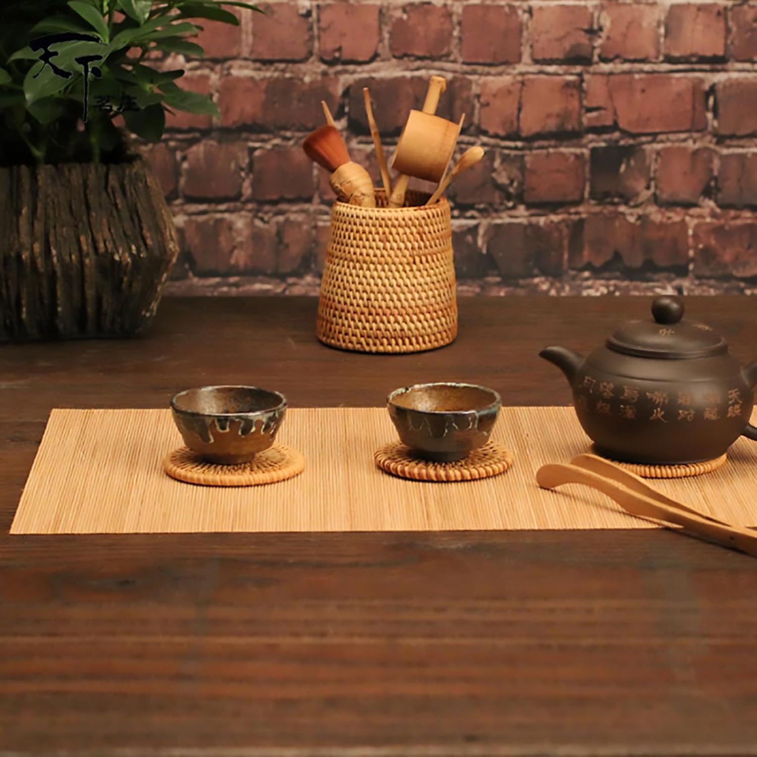 Handmade Natural Bamboo Sticks Tablemat Kung Fu Tea Set Slat Mat Placemat Tea Table Runner Rug, Home Décor, 40×210cm, 1766698
