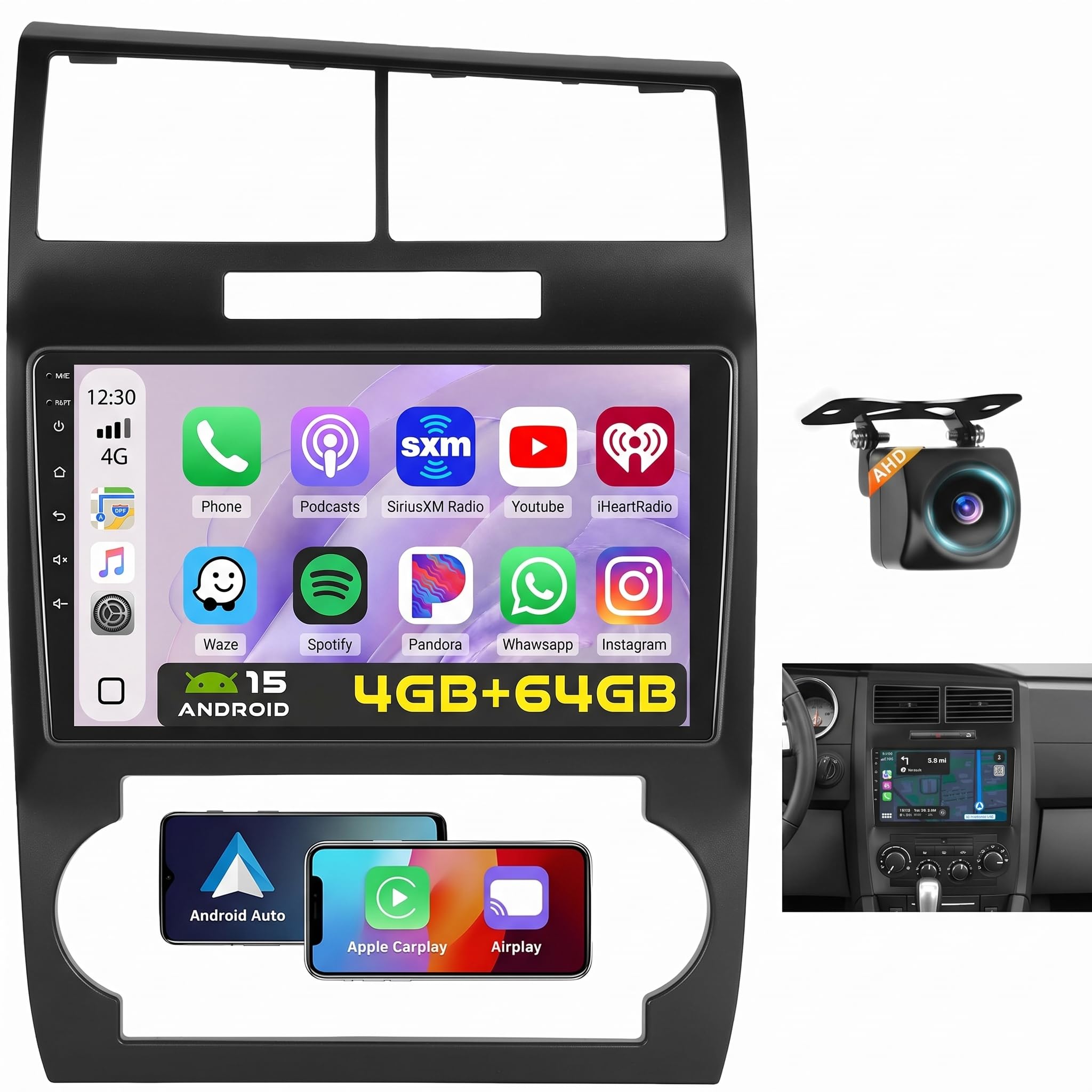 4+64GB Android 15 Car Stereo for Dodge Charger/Magnum 2005-2007 Wireless Carplay Android Auto 10" Touch Screen Car Radio Dash Kit with GPS WiFi Bluetooth SWC DSP EQ Mirror Link Backup Camera-image-22