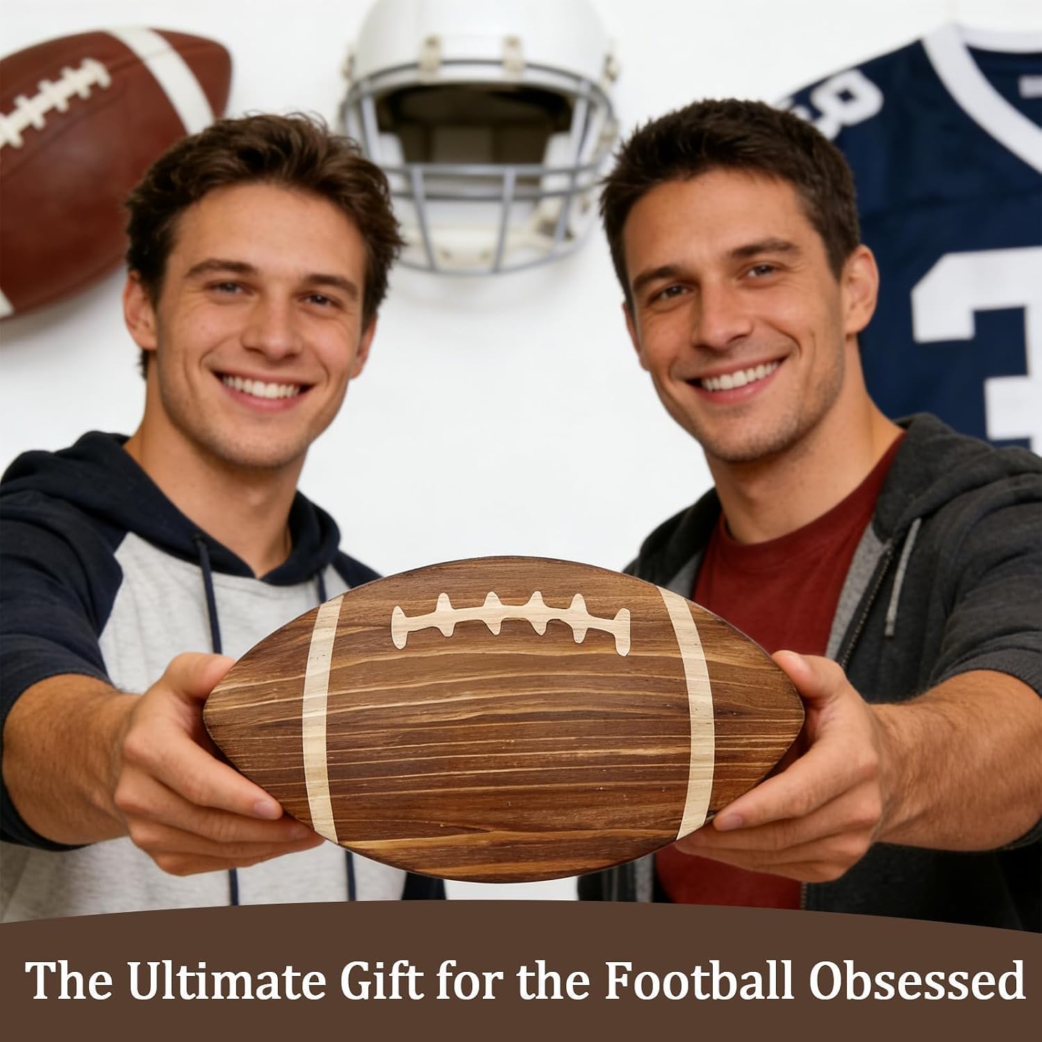 Football Charcuterie Board Cutting Board Set with Cheese Fork, 2 Pcs Football Cheese Board Wooden Tray for Great Gift for Football Fans Superbowl Party Decorations Kitchen Party Holiday Supplies