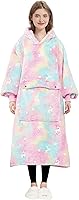 Vista 49 de KFUBUO Manta portátil con capucha para niños, de sherpa con todos los patrones, sudadera de gran tamaño con bolsillo, para niñas y niños de 6-10