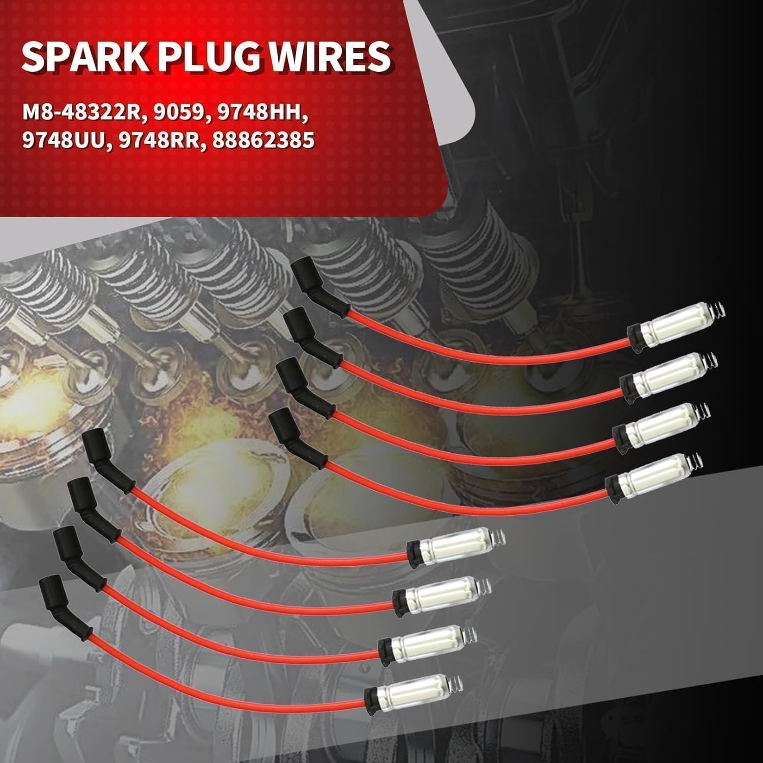 8 Pack UF271 Ignition Coils Double Iridium Spark Plugs & Wires Compatible with Silverado/Sierra 1500 2500 3500 Compatible with Yukon XL 1500 2500 1999-2007 4.8L 5.3L 6.0L 19299585