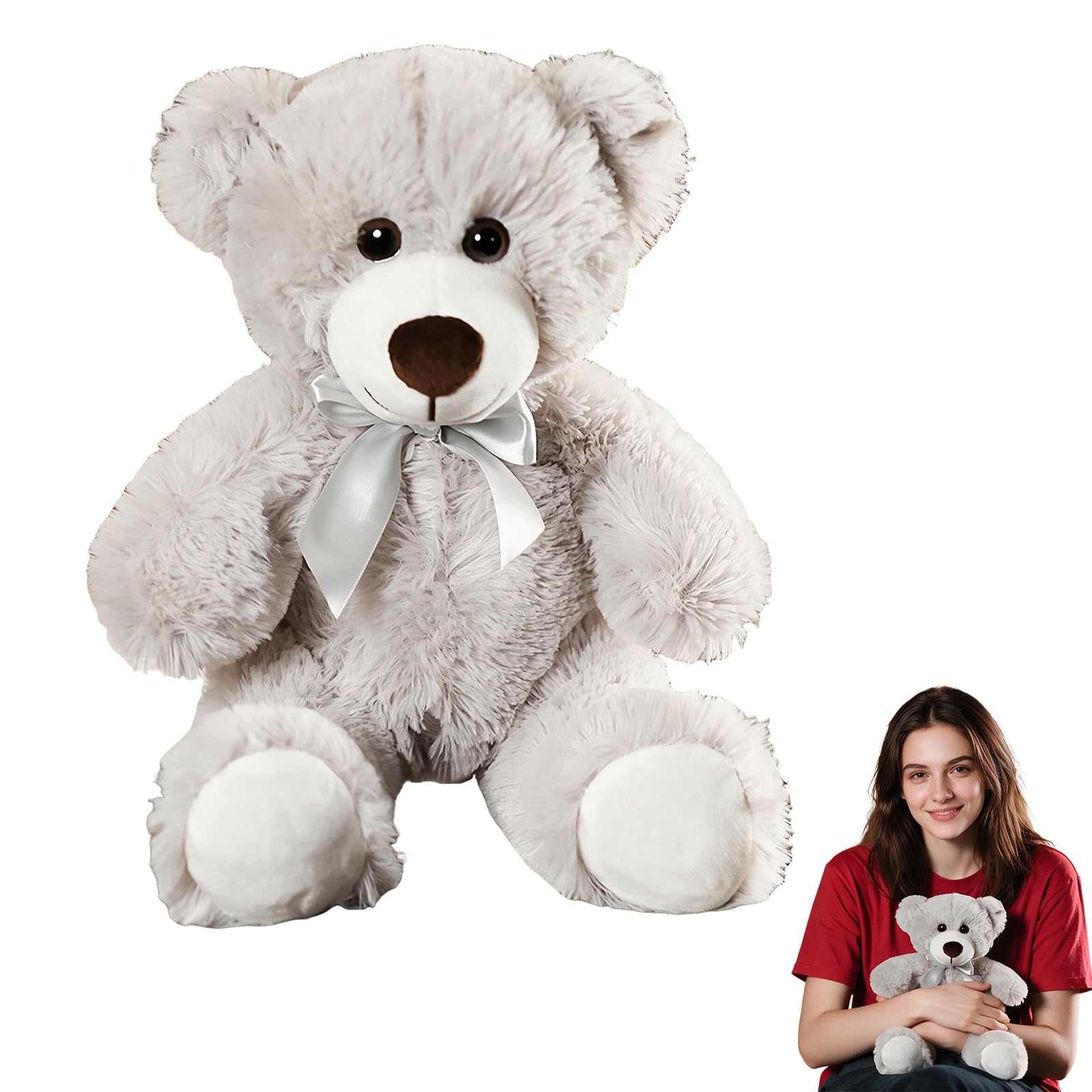 YgonziRuvc Teddy Bear, 35Cm Grey Teddy Bear, Soft Plush Toy, Cuddly Companion For Teenagers, Bedtime Emotional Support, Ideal For Birthdays