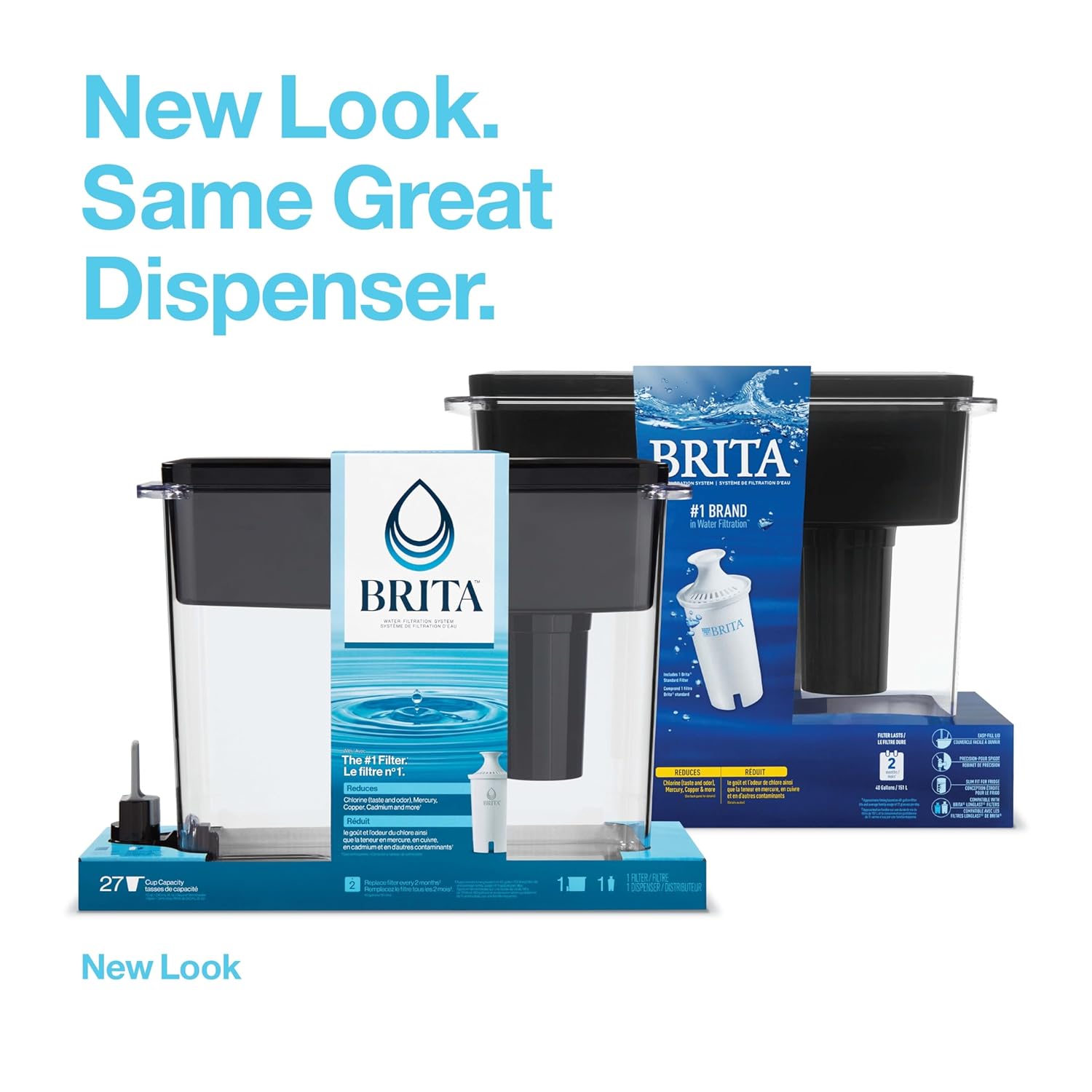 Brita Extra Large 27 Cup Filtered Water Dispenser with 1 Standard Filter, BPA Free – UltraMax, Black - Image 2