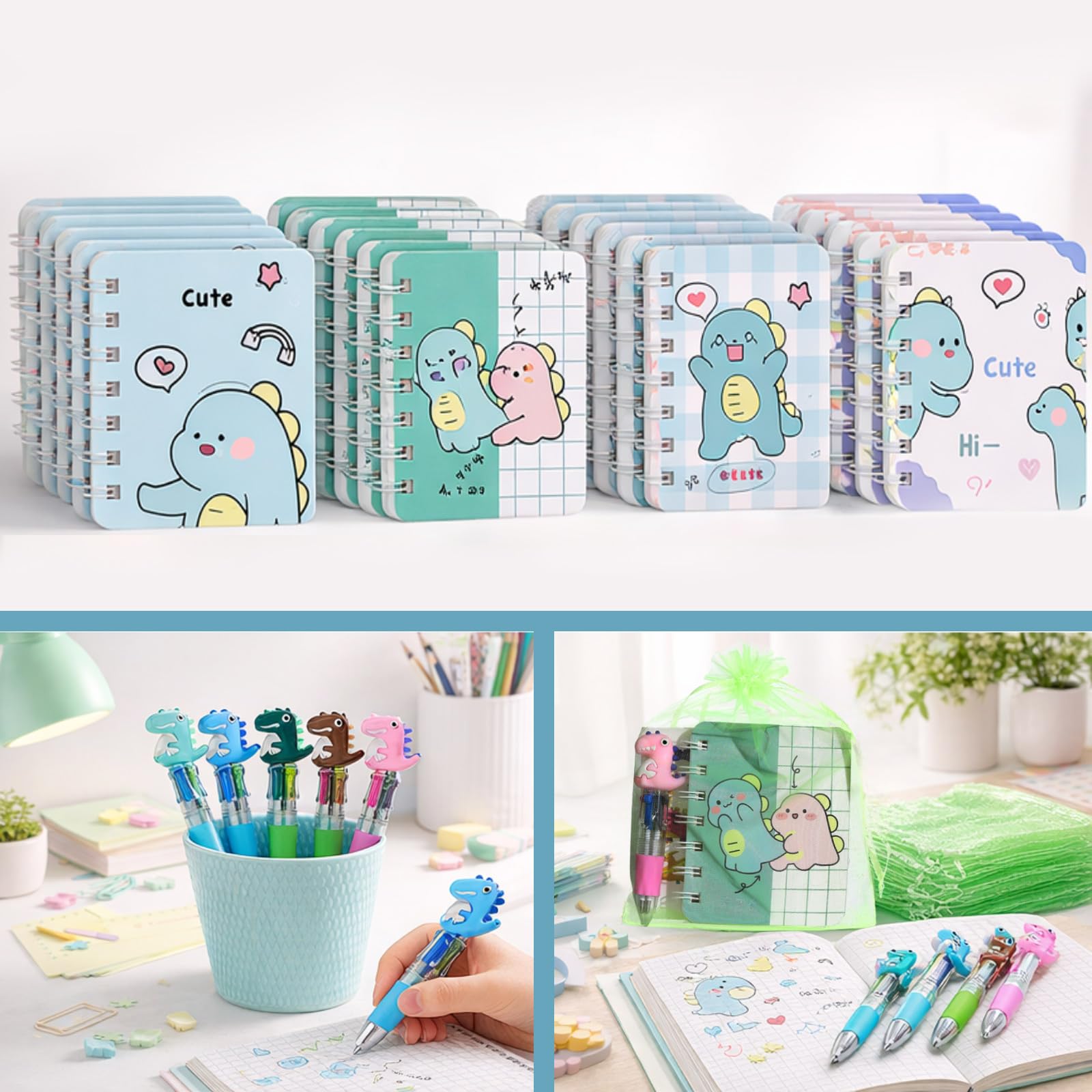 Lot de 96 stylos à bille, autocollants, cahiers, cadeaux en organza pour enseignants, école, bureau, fête d'anniversaire
