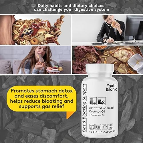 Miniatura 5 de Youth & Tonic Píldoras de desintoxicación diuréticas de limpieza de cuerpo completo y carbón líquido activado para hinchazón, hinchazón, hinchazón,
