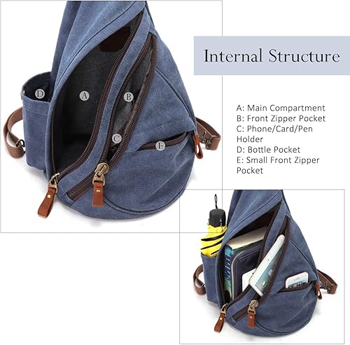 Miniatura 3 de KL928 Canvas Sling Bag - Small Crossbody Backpack Shoulder Casual Daypack Rucksack for Men Women