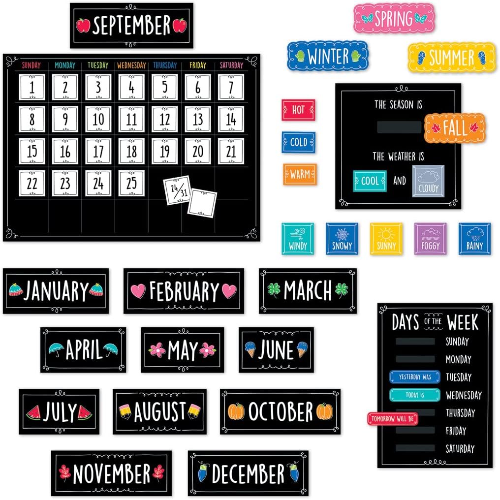 CTP Calm and Cool Calendar Set Bulletin Board, Classroom Decoration, 67 Pieces (Creative Teaching Press 8595)