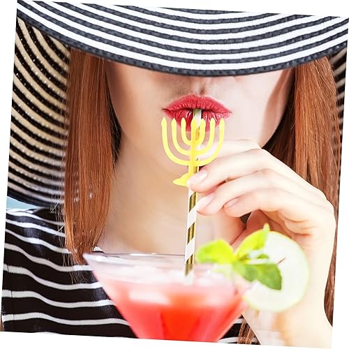 Miniatura 5 de Didiseaon Pajitas de Hanukkah Decoración de Hanukkah para mesa de pajitas portátiles, 20 unidades, suministros para fiestas temáticas de Janucá,