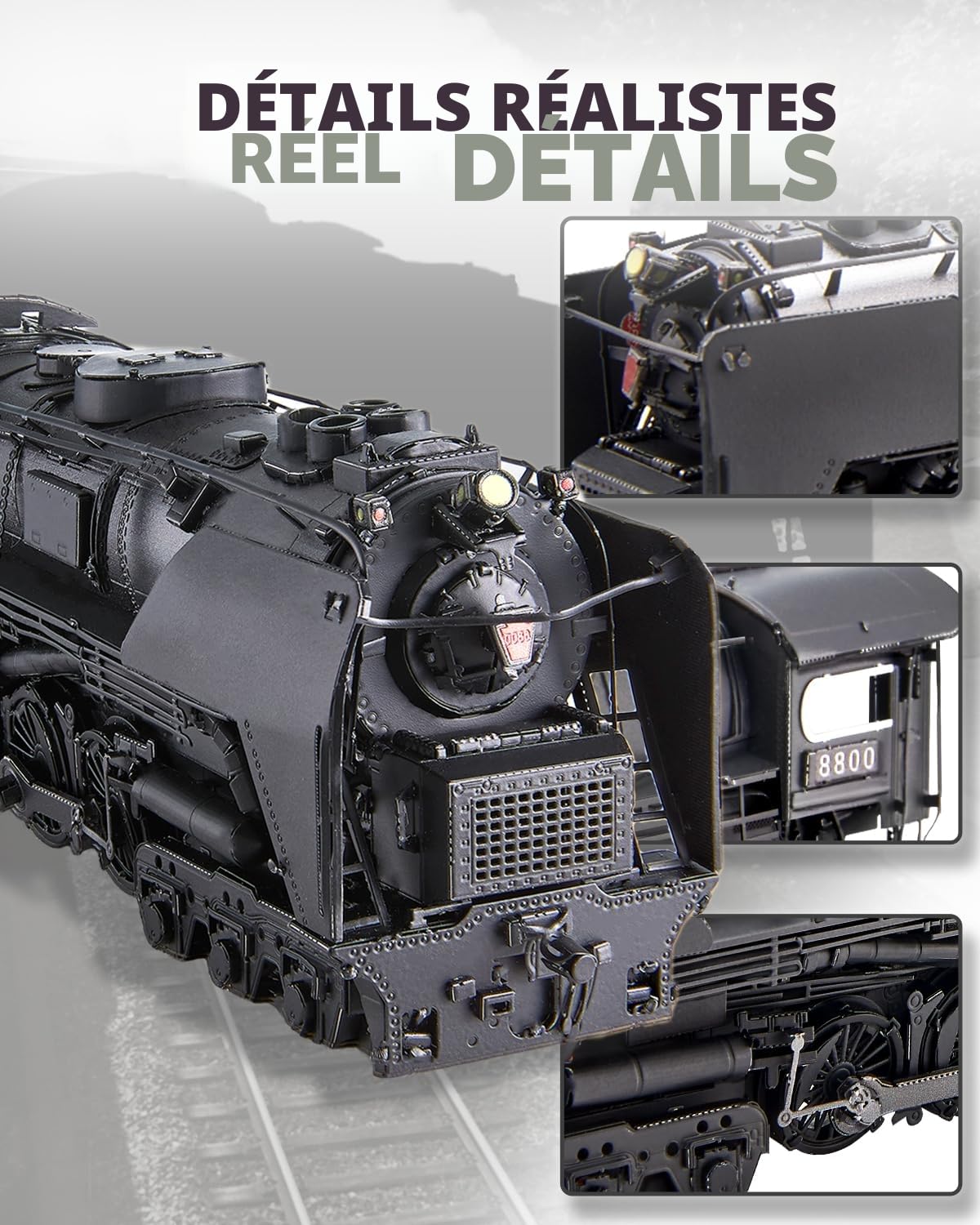 Piececool Maquette 3D Métallique Locomotive à Vapeur S-2 - Puzzle Modèle Train à Vapeur en Acier Inoxydable - 448 Pièces - Cadeau et Objet de Collection pour Adultes