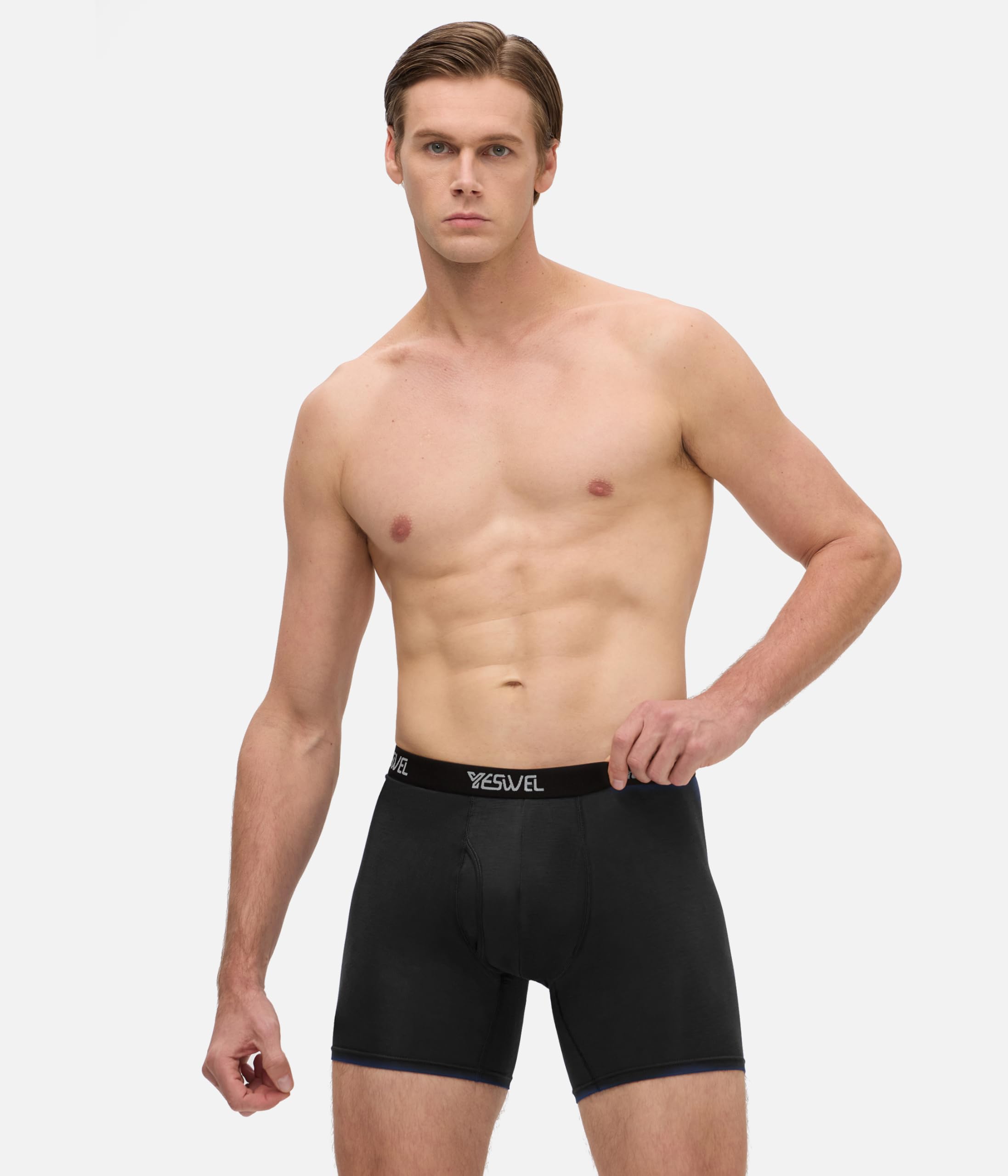 YESWEL Bambus Boxershorts Herren 6er oder 10er Pack, Langes Bein Unterhosen Männer Ohne Kratzenden Zettel Unterwäsche Atmungsaktive Retroshorts Boxer mit Eingriff (Gr.S-4XL)