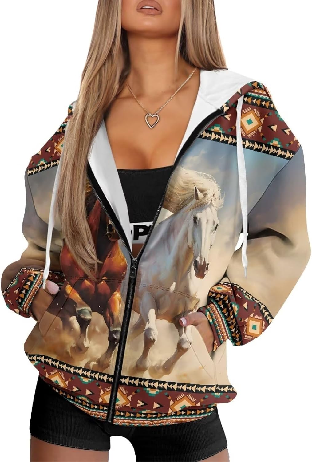 Xpyiqun Zip Up Hoodie for Women Oversize Sweatshirt Y2K Hooded Jackets Fall Outfits Long Sleeve Hoodies Cardigan - Image 2