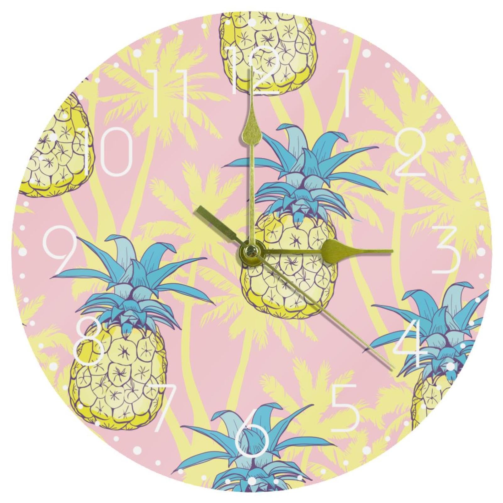 Horloge murale tropicale ananas de 25,4 cm idéale pour décorer le salon