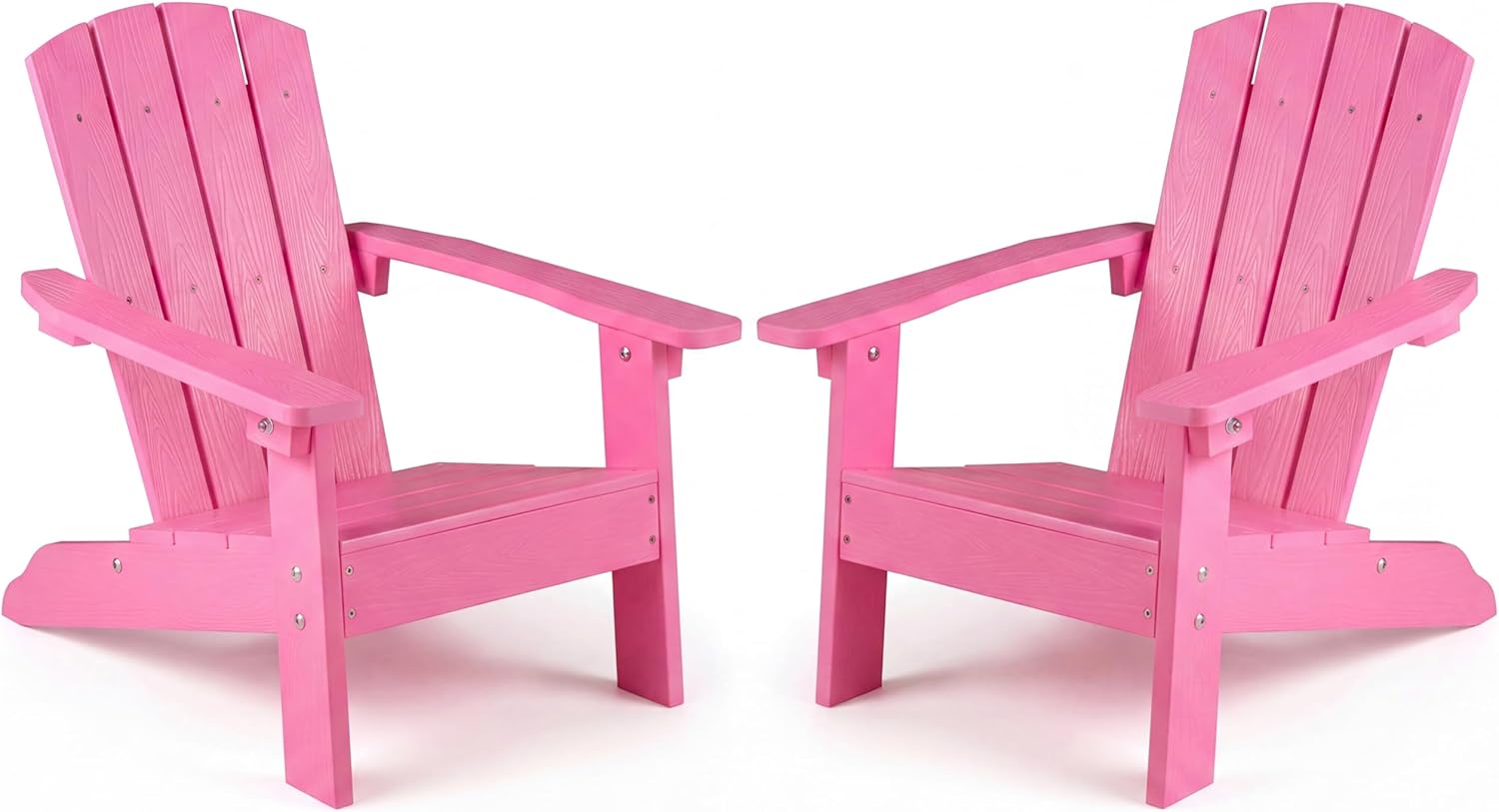 Costzon Kids Adirondack Chair, All-Weather HIPS Patio Chair with High Backrest, Armrests, Fire Pit Chair for Kids Ages 3-8, Indoor Outdoor Kids Patio Lounge Chair for Garden, Lawn, Yard (2, Pink)