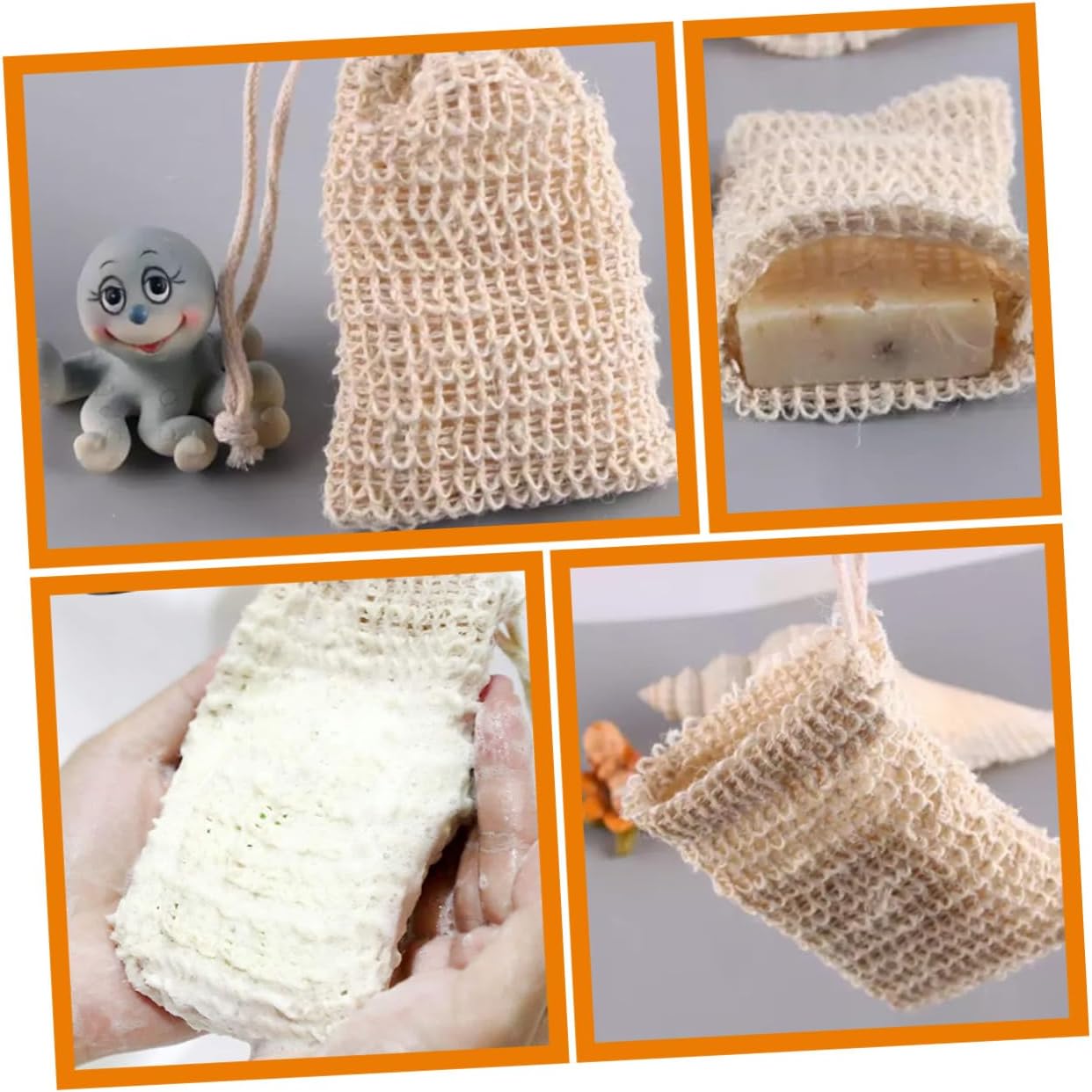 Ipetboom 5pcs Handmade Soap Case Portable Soap Storage Bags Mesh Exfoliating Pouches for Shower Supplies