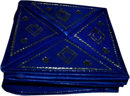 Treasures Of Morocco Monedero Marroquí Moneda Cuero Genuino Bi-fold Hecho a Mano Bolsillo Unisex, marino, Marroquí