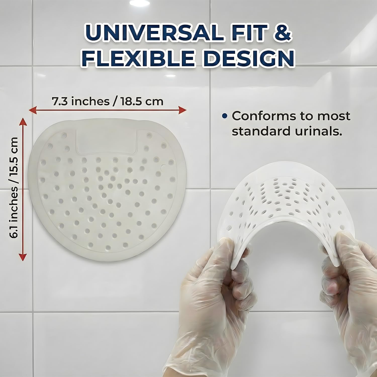 10 Pack Urinal Screen Deodorizer Includes Installation Gloves, Anti-Splash Urinal Cake, Long Lasting Commercial Bathroom Freshener (White) image 5