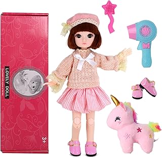 11" BJD Princess Girls Doll ,1/6 SD Fashion Dolls,Kawaii Ball Jointed Doll DIY Toys with Full Set Clothes Shiny Leather Shoes and Plush Pet, Best Gift for Girls for 3+ Year-Olds (Linda)