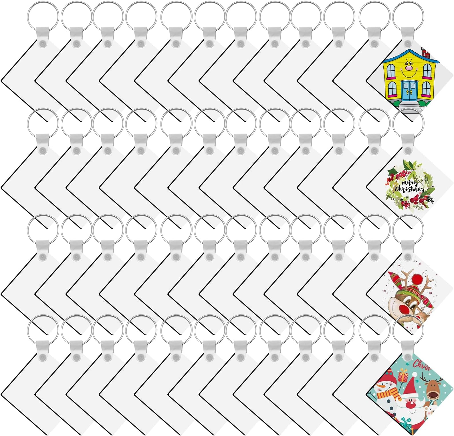 SPOKKI 180 Piece Sublimation Keychain Blanks and Rings, Double-Sided Heat Transfer for DIY Crafting (Square)
